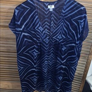 Sheer blue and white cover up dress